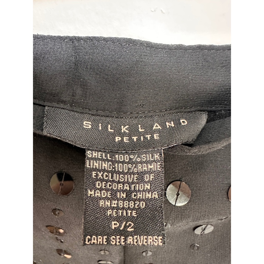 Unavailable - SILKLAND PETITE Black Beaded Sequin Sheer Overlay Skirt Petite - Picture 2 of 3